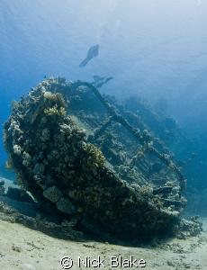 Diver & Tug Boat wreck, Red Sea South by Nick Blake 